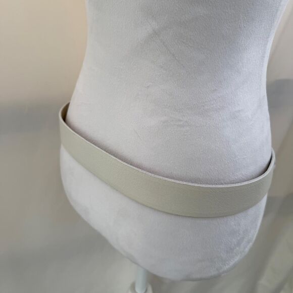 Vintage 70\'s White Wide Leather Belt Silver Buckle Sz 34 - 36 Disco Retro Staple main image 6